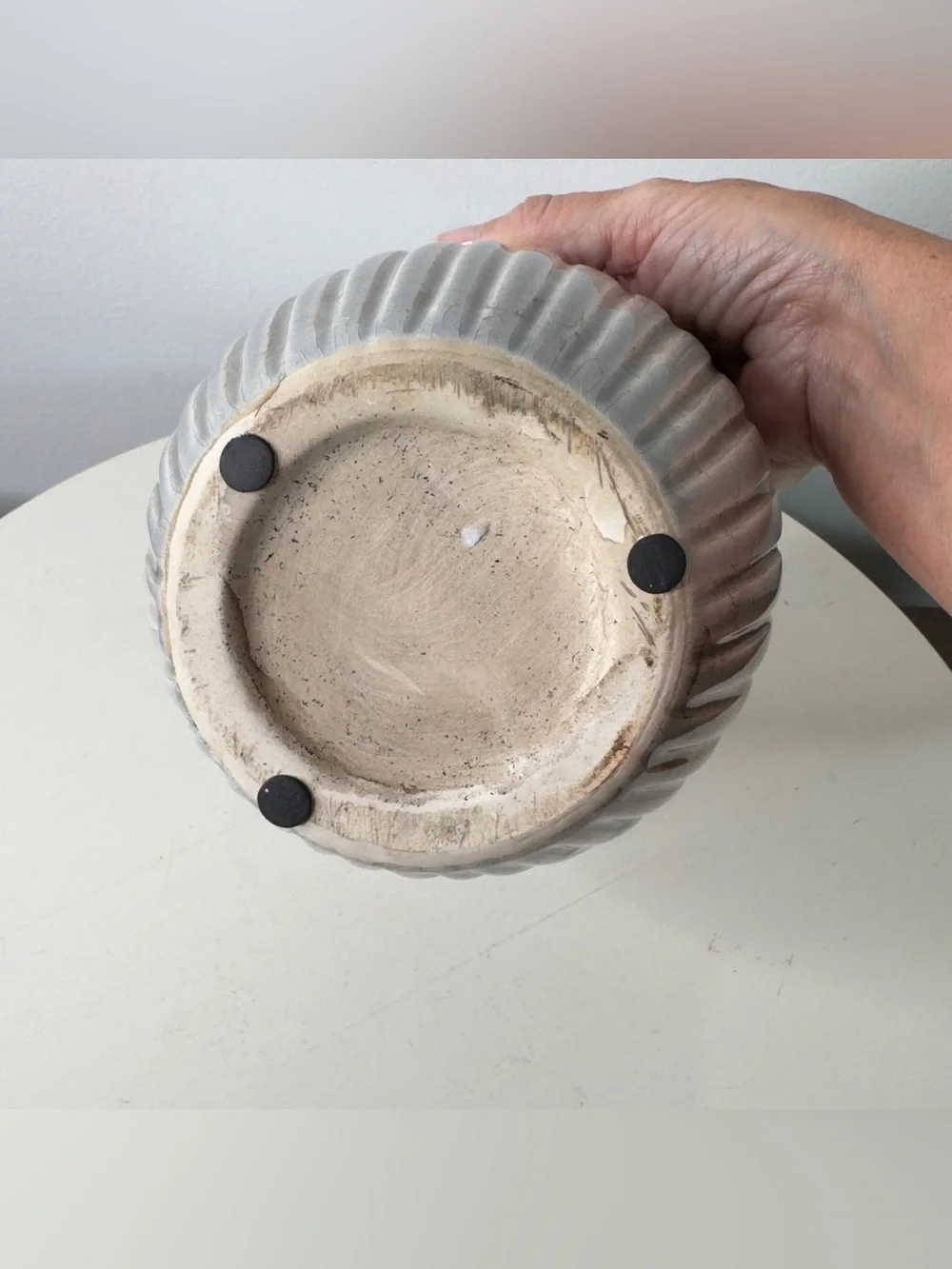 Gray Planter With Crackled Glaze